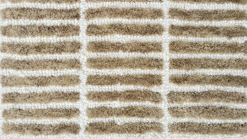 Capitola Hand Tufted Wool Rug | Light Brown & Ivory Textured Striped Area Rug | Modern Minimalist Carpet