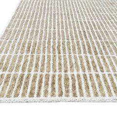 Capitola Hand Tufted Wool Rug | Light Brown & Ivory Textured Striped Area Rug | Modern Minimalist Carpet