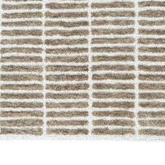 Capitola Hand Tufted Wool Rug | Light Brown & Ivory Textured Striped Area Rug | Modern Minimalist Carpet