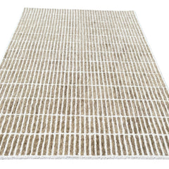 Capitola Hand Tufted Wool Rug | Light Brown & Ivory Textured Striped Area Rug | Modern Minimalist Carpet