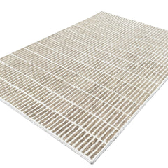 Capitola Hand Tufted Wool Rug | Light Brown & Ivory Textured Striped Area Rug | Modern Minimalist Carpet