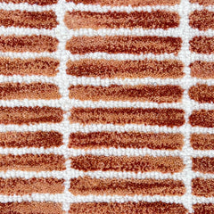 Capitola Hand Tufted Wool Rug – Rust & Ivory Striped Modern Area Rug | Textured Contemporary Carpet