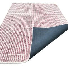 Capitola Hand Tufted Wool Rug – Wine & Ivory Striped Modern Area Rug | Textured Contemporary Carpet