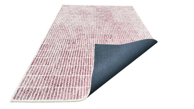 Capitola Hand Tufted Wool Rug – Wine & Ivory Striped Modern Area Rug | Textured Contemporary Carpet