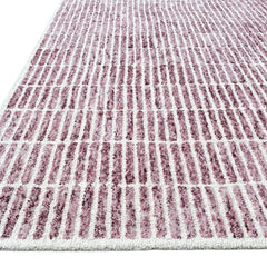 Capitola Hand Tufted Wool Rug – Wine & Ivory Striped Modern Area Rug | Textured Contemporary Carpet
