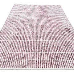 Capitola Hand Tufted Wool Rug – Wine & Ivory Striped Modern Area Rug | Textured Contemporary Carpet