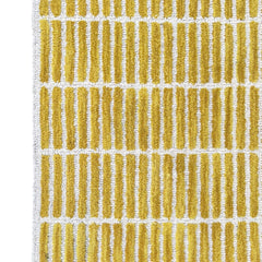 Capitola Hand Tufted Wool Rug –Yellow & White Striped Modern Area Rug | Textured Contemporary Carpet