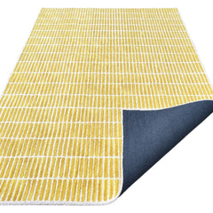 Capitola Hand Tufted Wool Rug –Yellow & White Striped Modern Area Rug | Textured Contemporary Carpet