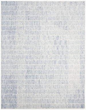 –Blue & Ivory Striped Modern Area Rug | Textured Contemporary Carpet