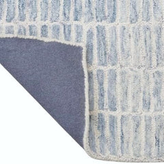 Capitola Hand Tufted Wool Rug –Blue & Ivory Striped Modern Area Rug | Textured Contemporary Carpet