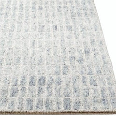 Capitola Hand Tufted Wool Rug –Blue & Ivory Striped Modern Area Rug | Textured Contemporary Carpet