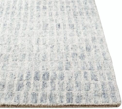 Capitola Hand Tufted Wool Rug –Blue & Ivory Striped Modern Area Rug | Textured Contemporary Carpet
