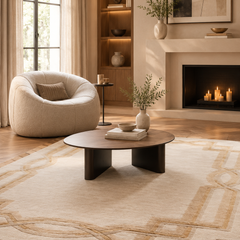 Lattice Hand-Tufted Ivory Wool Rug | Geometric Border Design | Modern Statement Area Rug