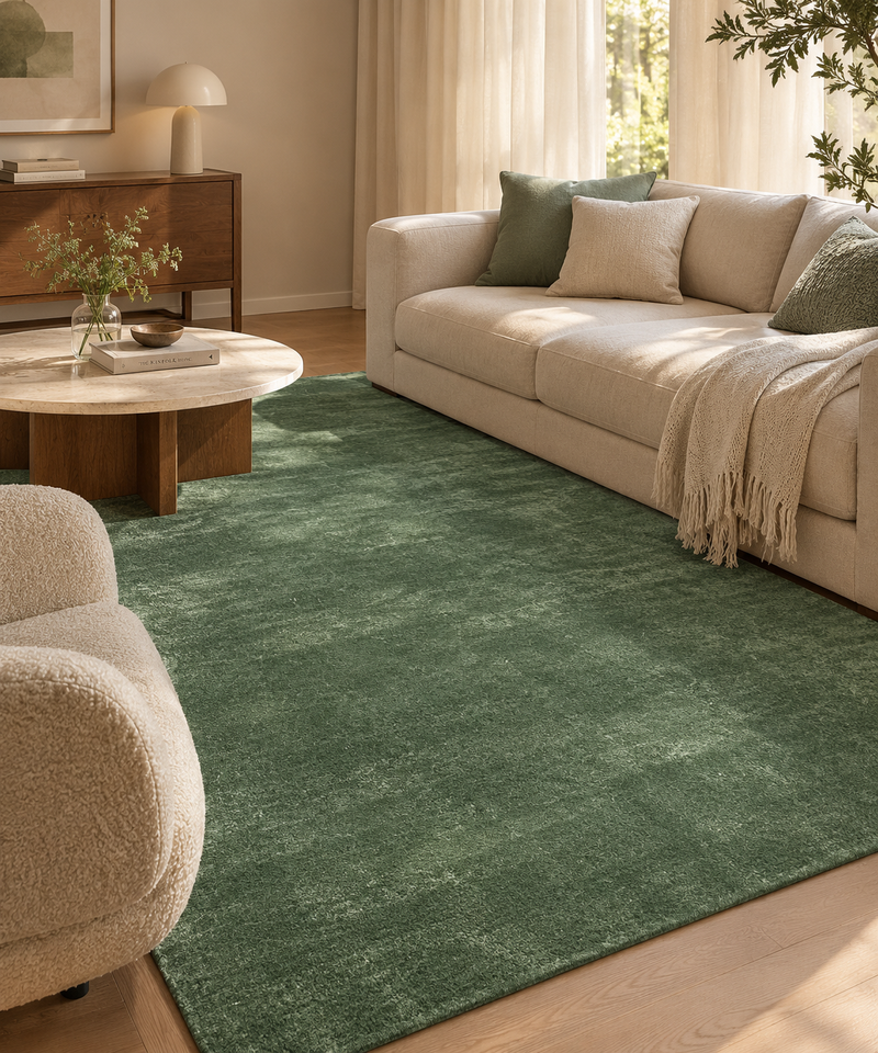 Verdant Mist Solid Hand Tufted Wool Rug Sage Green