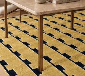Mustard Area Rug | Hand-Tufted Wool Art Deco Nordic Rug Geometric-Design