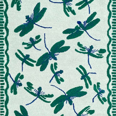 Green Dragonfly Hand Tufted Wool Rug | Botanical Vintage-Inspired Area Rug