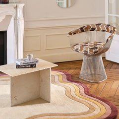 Frago Organic Wavy Border Rug | Rust, Beige & Mustard Modern Area Rug