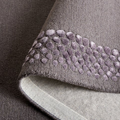 Glam Wool Pebble Border Hand-Tufted Wool & Viscose Rug | Ash Grey Textured Modern Area Rug