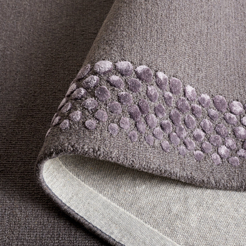 Glam Wool Pebble Border Hand-Tufted Wool & Viscose Rug | Ash Grey Textured Modern Area Rug