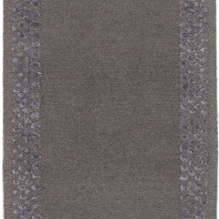 Glam Wool Pebble Border Hand-Tufted Wool & Viscose Rug | Ash Grey Textured Modern Area Rug
