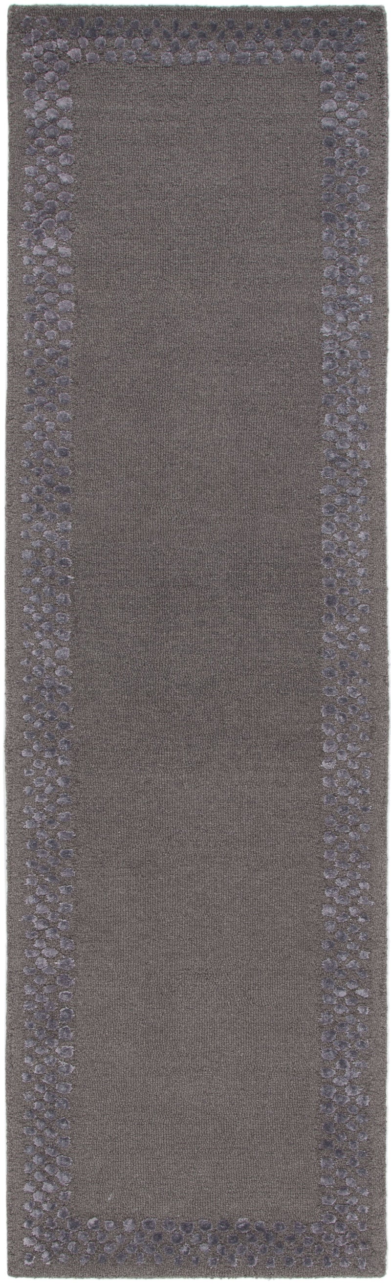 Glam Wool Pebble Border Hand-Tufted Wool & Viscose Rug | Ash Grey Textured Modern Area Rug