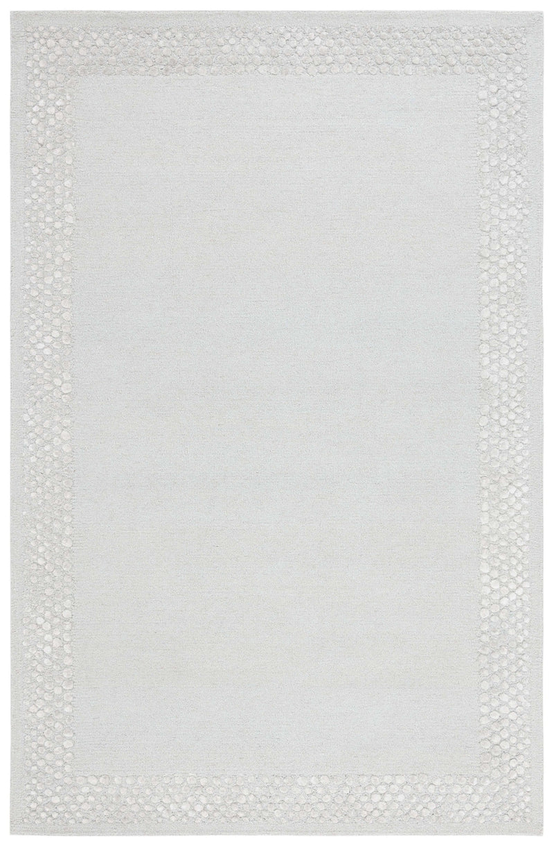 Glam Wool Pebble Border Hand-Tufted Wool & Viscose Rug | Ivory Textured Modern Area Rug