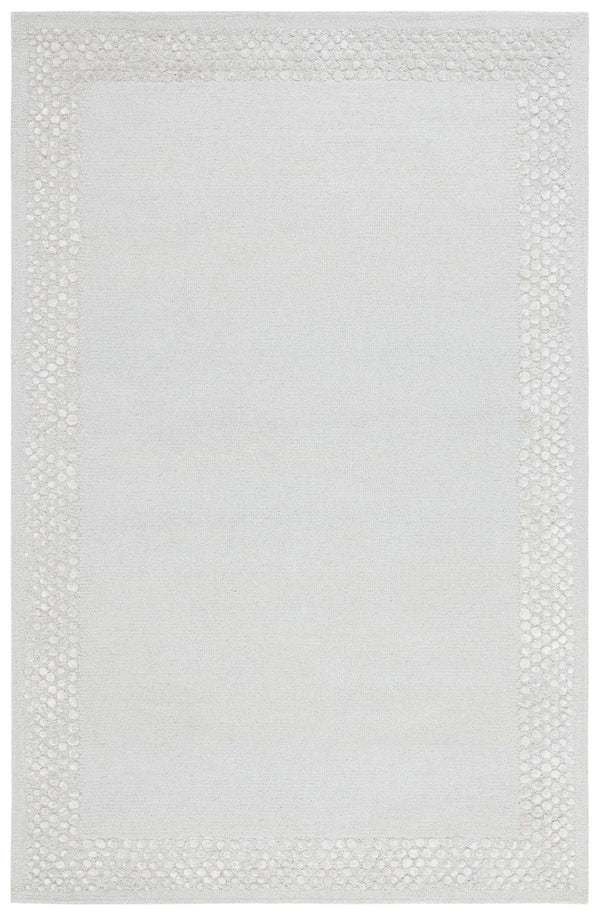 Glam Wool Pebble Border Hand-Tufted Wool & Viscose Rug | Ivory Textured Modern Area Rug