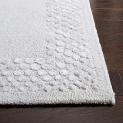Glam Wool Pebble Border Hand-Tufted Wool & Viscose Rug | Ivory Textured Modern Area Rug
