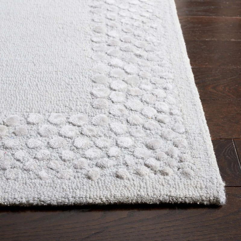Glam Wool Pebble Border Hand-Tufted Wool & Viscose Rug | Ivory Textured Modern Area Rug