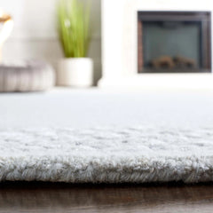 Glam Wool Pebble Border Hand-Tufted Wool & Viscose Rug | Ivory Textured Modern Area Rug