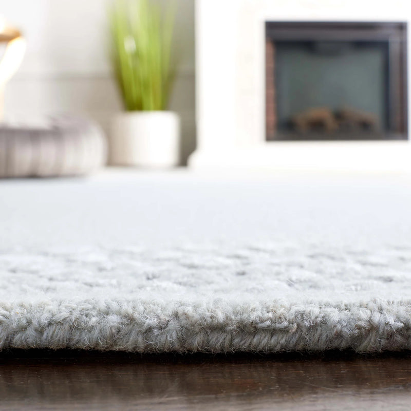 Glam Wool Pebble Border Hand-Tufted Wool & Viscose Rug | Ivory Textured Modern Area Rug