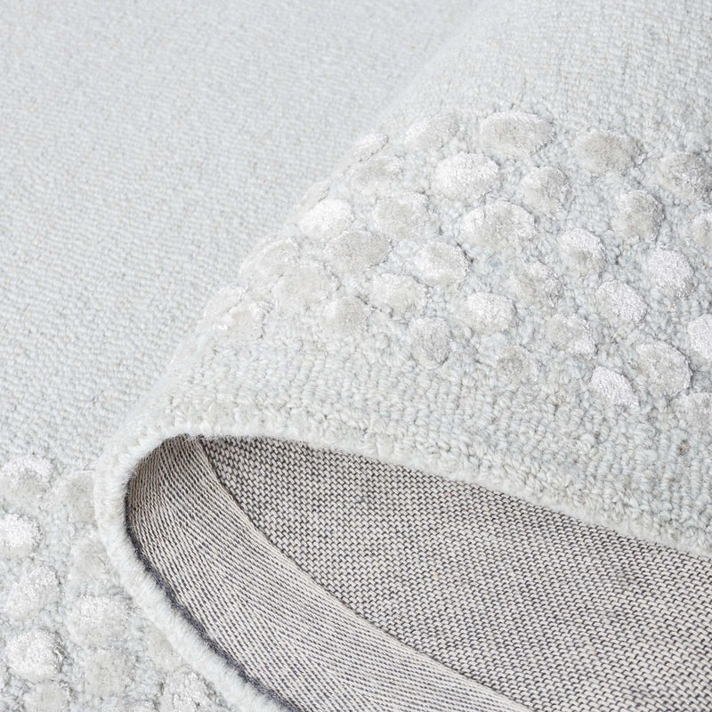 Glam Wool Pebble Border Hand-Tufted Wool & Viscose Rug | Ivory Textured Modern Area Rug