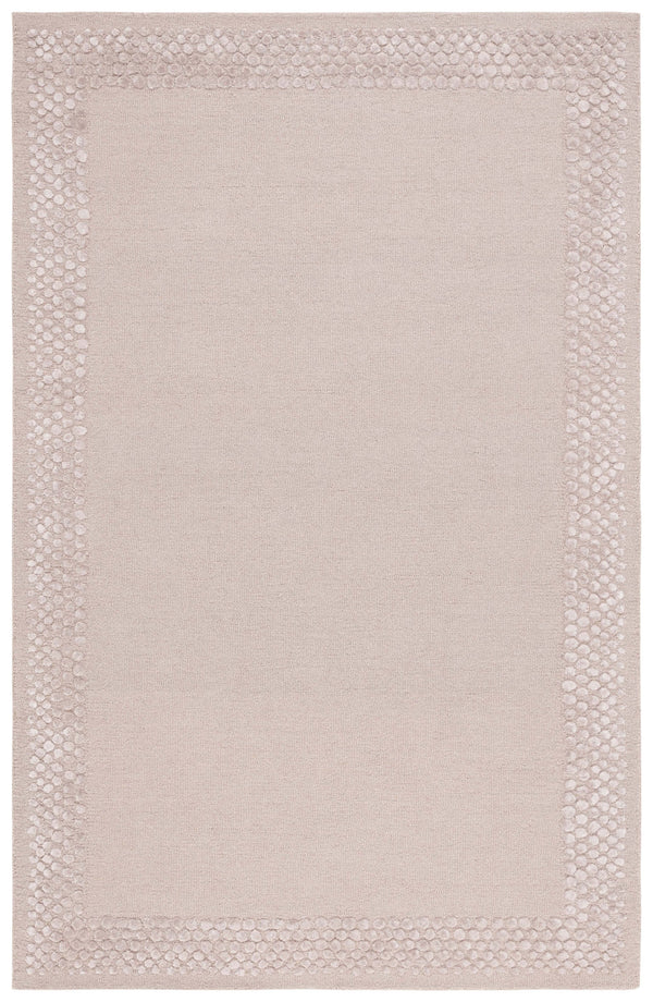Pebble Border Hand-Tufted Wool & Viscose Rug | Blush Beige Textured Modern Area Rug