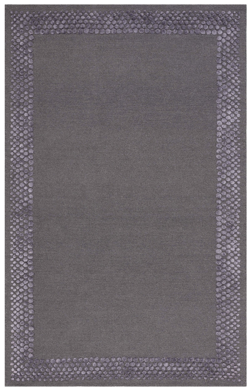 Glam Wool Pebble Border Hand-Tufted Wool & Viscose Rug | Ash Grey Textured Modern Area Rug