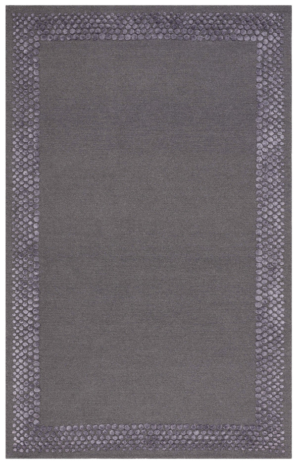 Glam Wool Pebble Border Hand-Tufted Wool & Viscose Rug | Ash Grey Textured Modern Area Rug