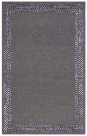 Glam Wool Pebble Border Hand-Tufted Wool & Viscose Rug | Ash Grey Textured Modern Area Rug