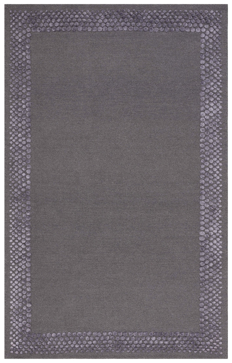 Glam Wool Pebble Border Hand-Tufted Wool & Viscose Rug | Ash Grey Textured Modern Area Rug