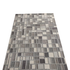 Grey Box Hand-Tufted Wool Rug | Geometric Block Pattern Modern Area Rug in Grey & Ivory