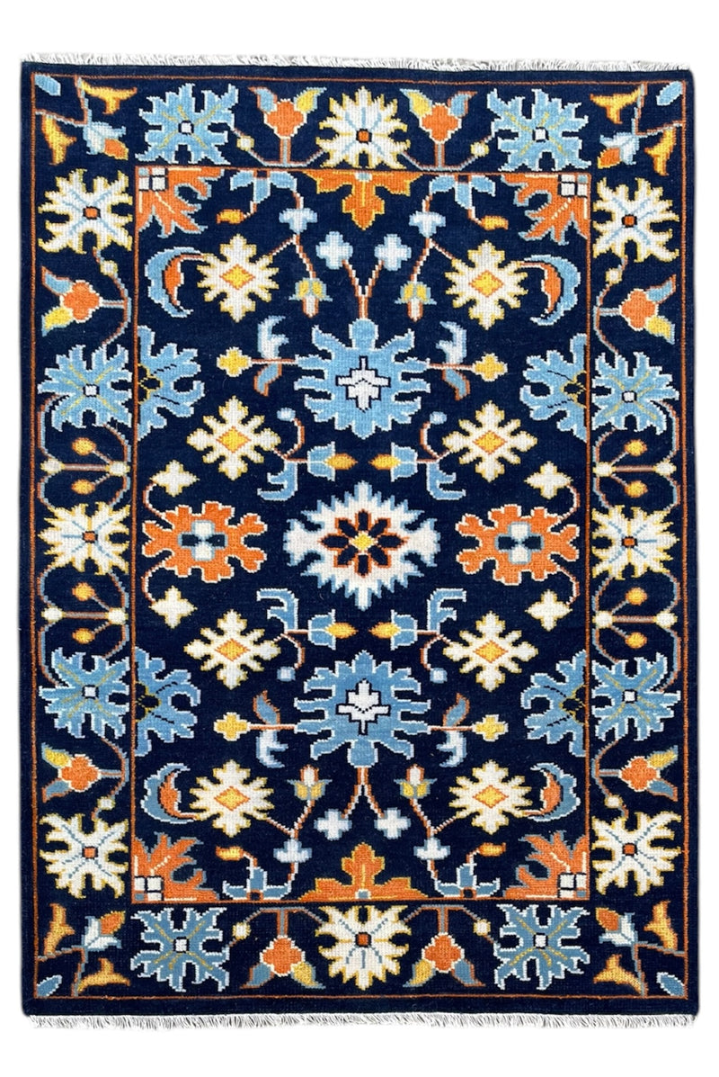 Heritage Oriental Hand Knotted Wool Rug navy Blue