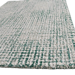Emerald Green & Ivory Hand-Tufted Wool Rug | Textured Loop Pile Modern Area Rug