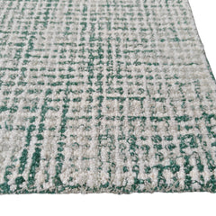 Emerald Green & Ivory Hand-Tufted Wool Rug | Textured Loop Pile Modern Area Rug
