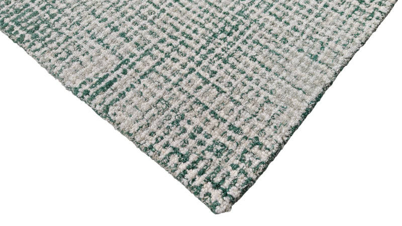 Emerald Green & Ivory Hand-Tufted Wool Rug | Textured Loop Pile Modern Area Rug
