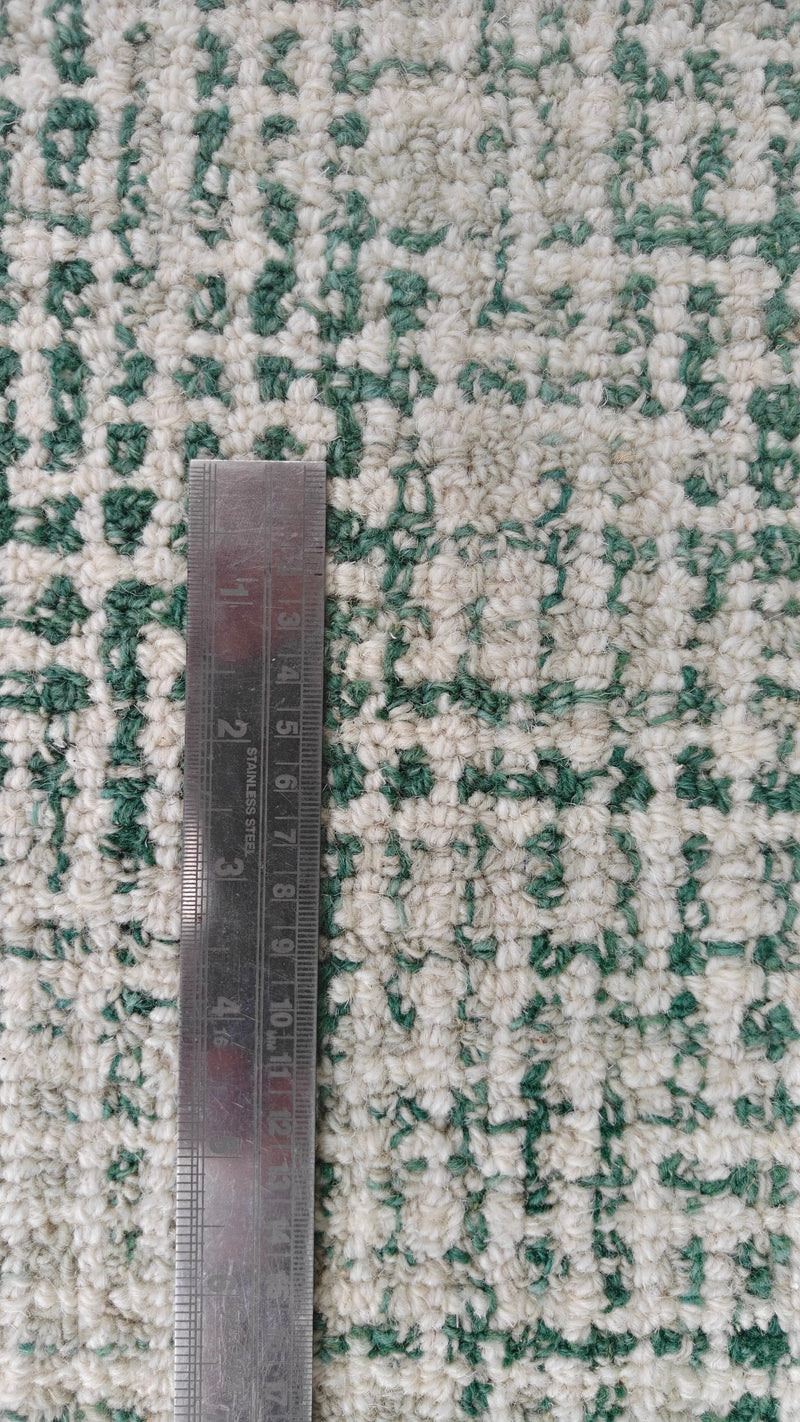 Emerald Green & Ivory Hand-Tufted Wool Rug | Textured Loop Pile Modern Area Rug