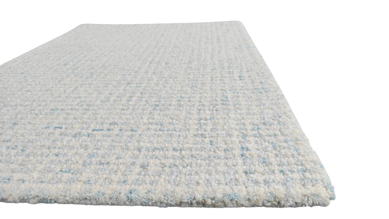 Sky Blue & Ivory Hand-Tufted Wool Rug | Textured Loop Pile Modern Area Rug