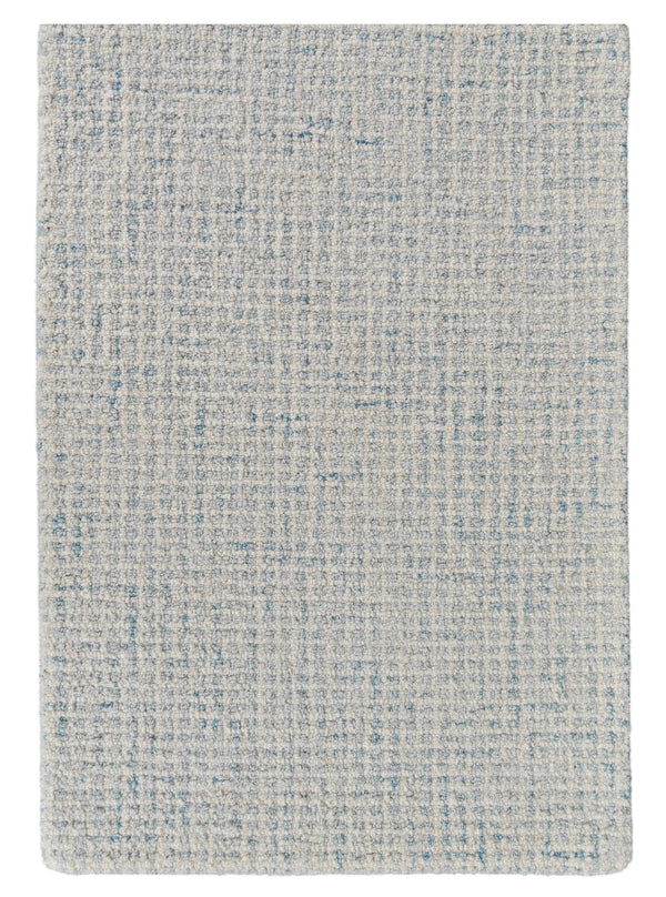 Sky Blue & Ivory Hand-Tufted Wool Rug | Textured Loop Pile Modern Area Rug