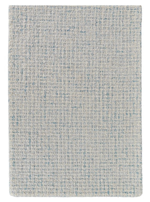 Sky Blue & Ivory Hand-Tufted Wool Rug | Textured Loop Pile Modern Area Rug