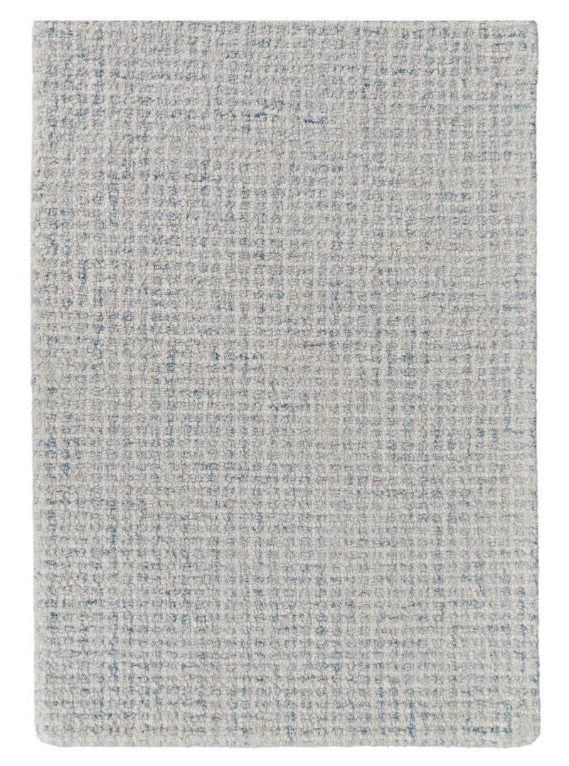 Sky Blue & Ivory Hand-Tufted Wool Rug | Textured Loop Pile Modern Area Rug