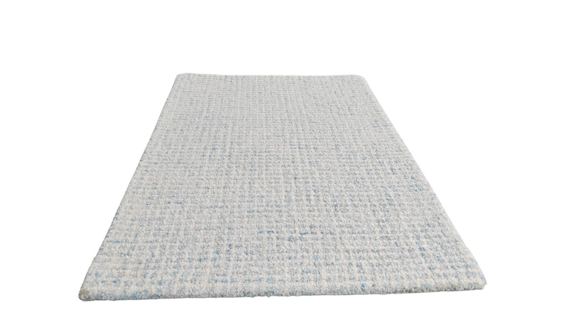 Sky Blue & Ivory Hand-Tufted Wool Rug | Textured Loop Pile Modern Area Rug