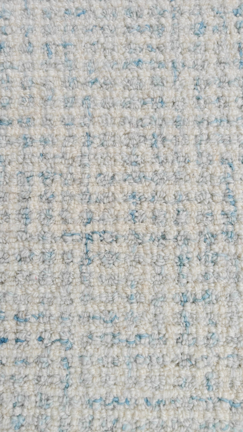 Sky Blue & Ivory Hand-Tufted Wool Rug | Textured Loop Pile Modern Area Rug