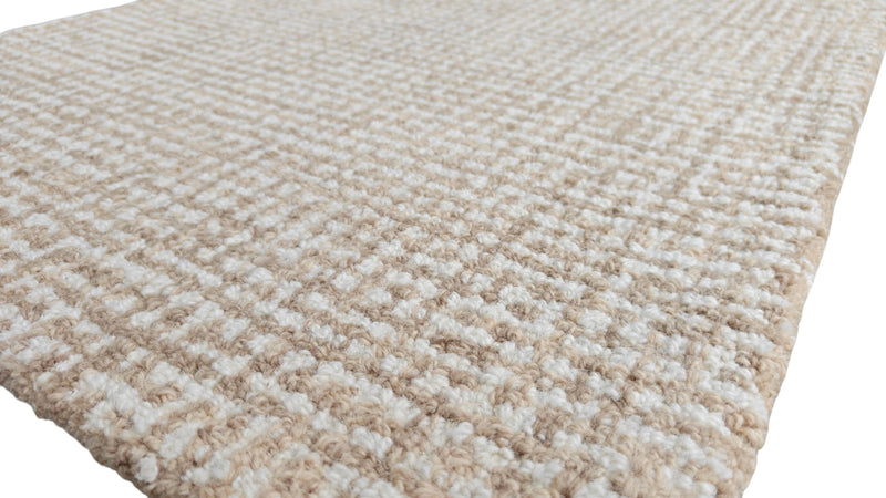 Siena Tan & Ivory Hand-Tufted Wool Rug | Textured Loop Pile Geometric Area Rug